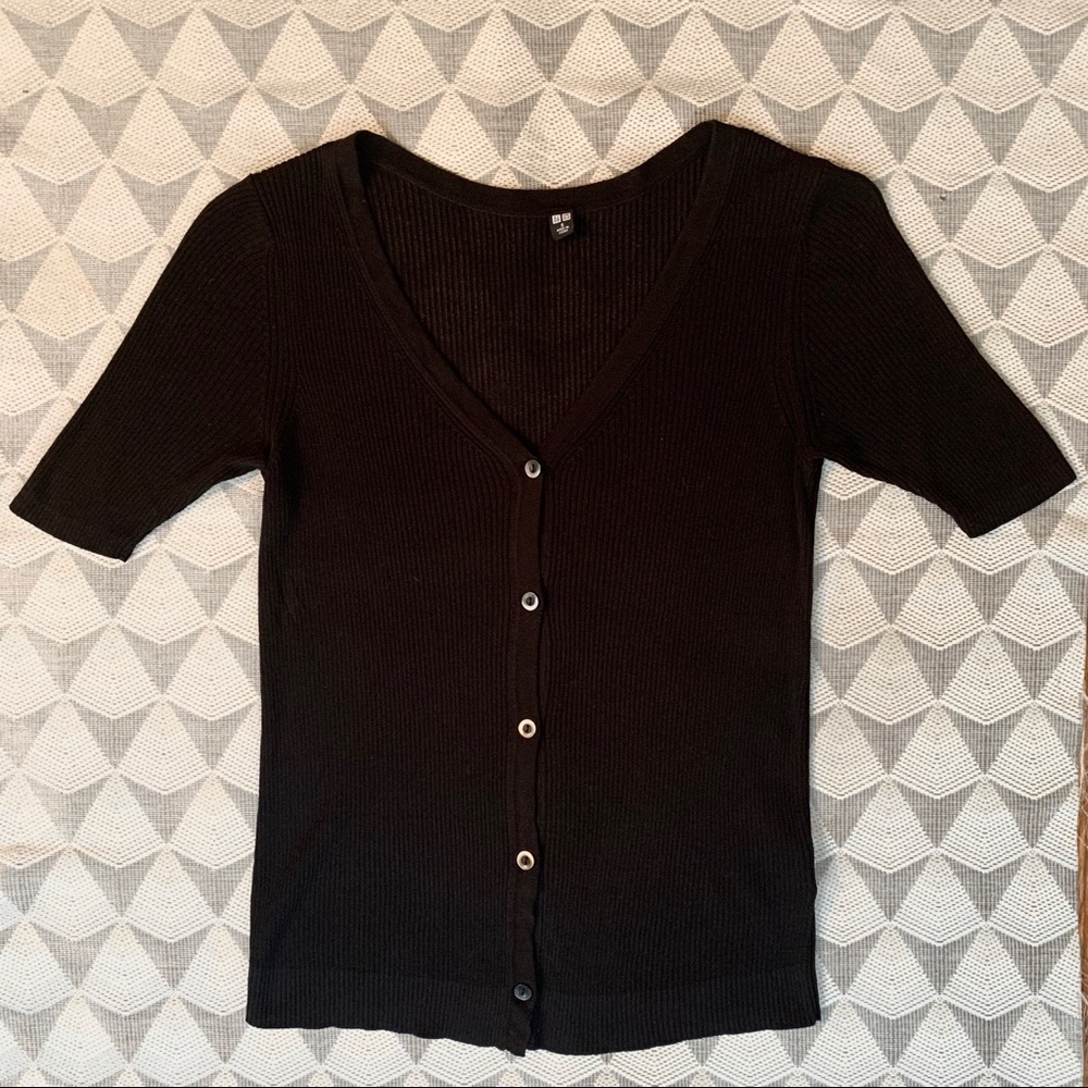 UNIQLO Ribbed Half Sleeve Cardigan